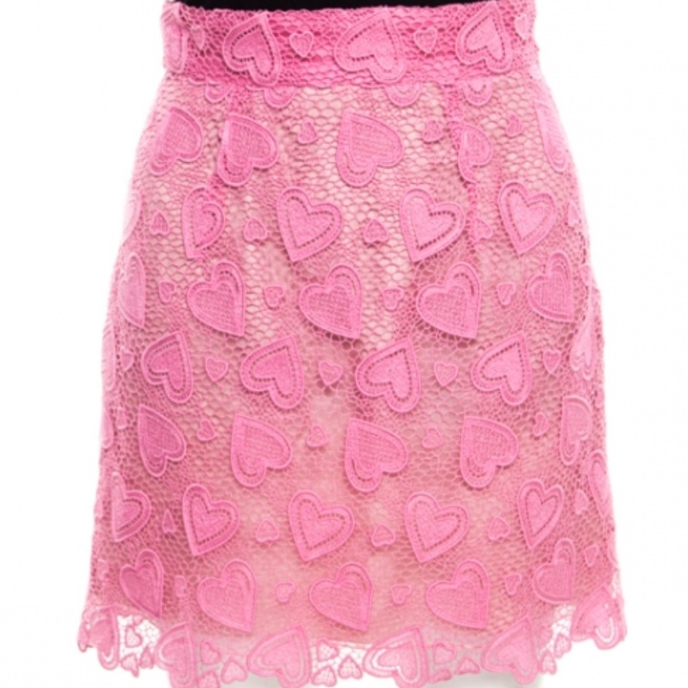 Miu Miu Pink Heart Lace Mini Skirt Made in Italy Size XS Rare Coquette Archive